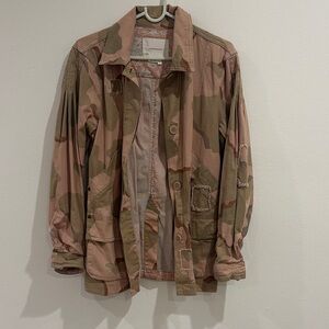 Anthropologie Camouflage Jacket in Pink and Tan